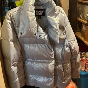 Light blue almost metallic puffer jacket, never worn